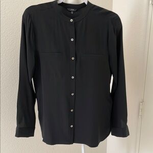 Joe’s Jeans Black Silk Button-Up Tunic Blouse